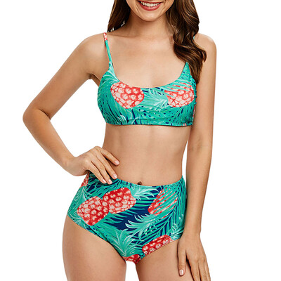 

Pineapple Print High Waist Bikini Set