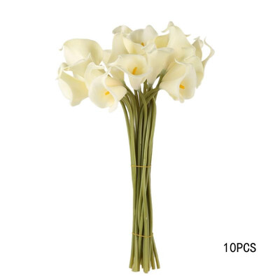 

10pcs Calla Bridal Wedding Bouquet Latex Real Feeling Flower Milk White