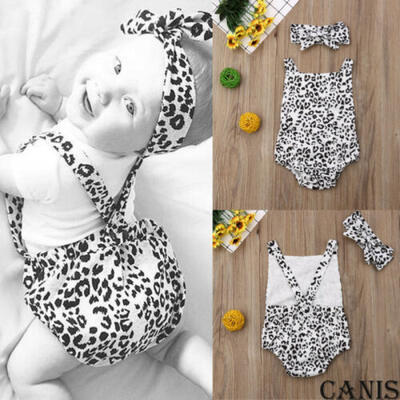 

Toddler Baby Girl Leopard One-piece Romper Jumpsuit Headband Outfits Clothes