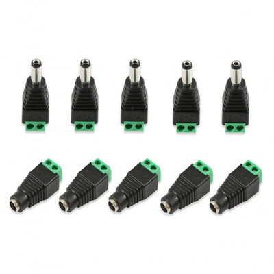 

10 Pack 21mm x 55mm DC Plug for Led Strip CCTV Camera 5 Male&5 Female