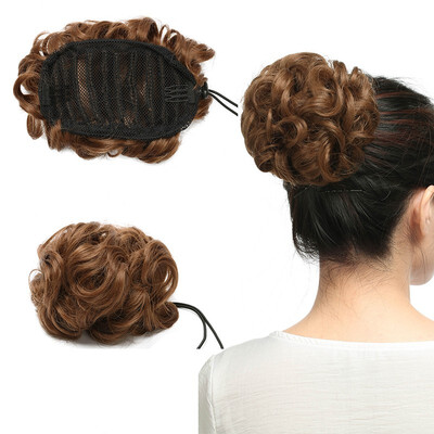 

Real Natural Curly Messy Bun Hair Piece Scrunchie Updo Hair Extensions