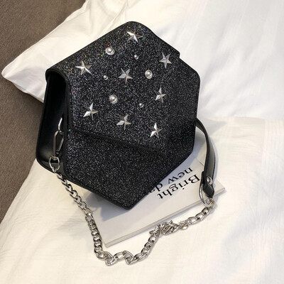 

Tailored Women Sequins Star Leather Crossbody Bag Messenger Bag Chain Beach Bags