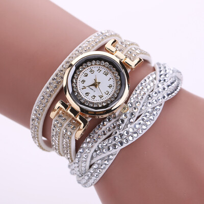 

Simple watch with diamond woven strap with diamond dial
