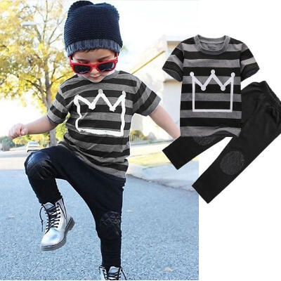 

Summer Baby Toddler Kids Boys Clothes Tops Pants 2PCS Outfits Tracksuit set 2-8Y