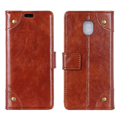 

MOONCASE Samsung Galaxy J7 2018 copper buckle nappa leather case - brown