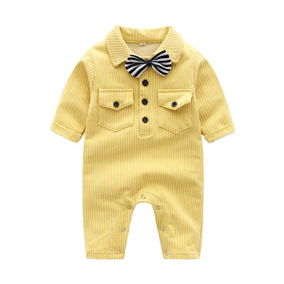 

Unisex Baby 1 Piece Stripe Long Sleeve Romper Jumpsuit with Bowtie