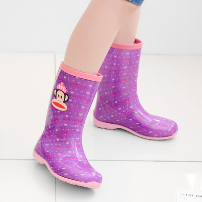

PaulFrank big mouth monkey in the tube fashion color waterproof rubber rain boots PF1013 purple love 40