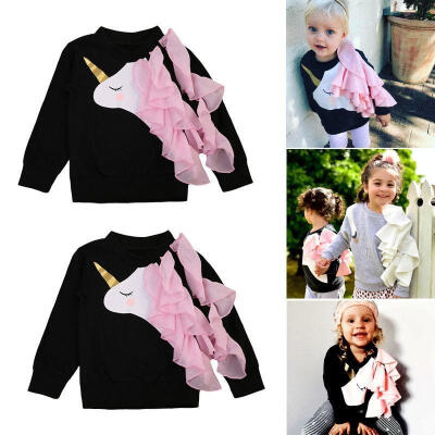 

Cute Infant Baby Girls Unicorn Ruffle Tops Sweatshirts Long Sleeve Clothes 0-24M