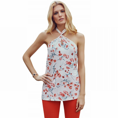 

Printed vest womens T-shirt retro top