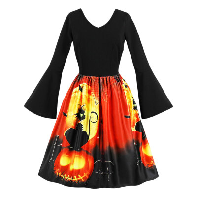 

Halloween Bell Sleeve Fit&Flare Dress