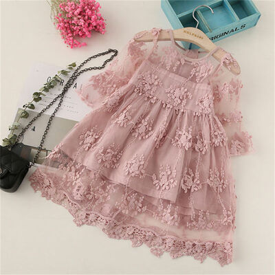 

Toddler Girl Baby Cute Long Sleeve Lace Dress Princess Party Dress Pageant Dress