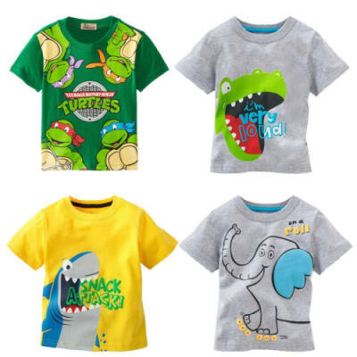 

Baby Kids Boys Cartoon Animal Print Cotton Short Sleeve Tops T-shirt Clothes