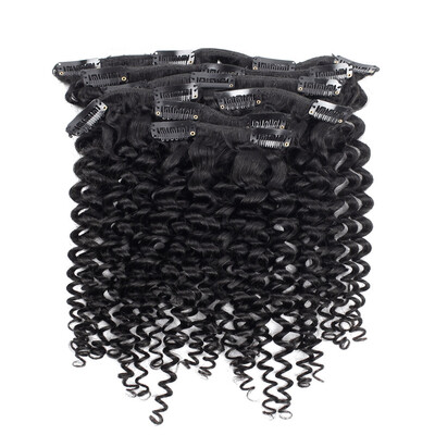 

YVONNE Malaysian Curly Clip In Human Hair Extensions Virgin Hair 7 PiecesSet Natural Color 120gset