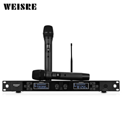 

WEISRE U - 6002 Wireless UHF Microphone System Handheld Mic for Home KTV 2 Channels