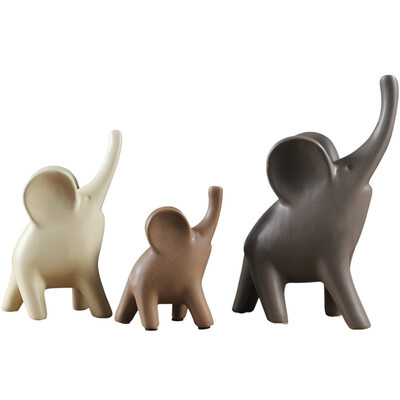 

3PCS Nordic ceramic elephant family craft ornament creative home decor porcelain handicraft aniaml home decorations wedding gift