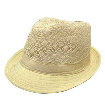 

Summer Beach Sun Hat Jazz Panama Gangster Cap Men Women Unisex Trilby Fedora