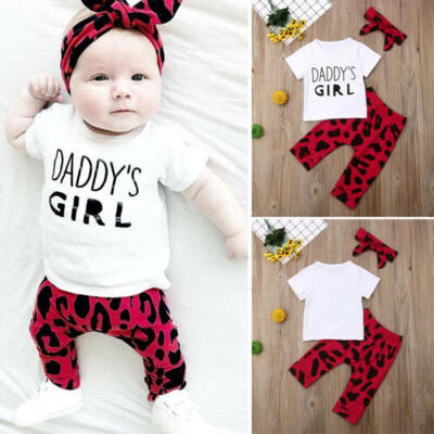 

3PCS Baby Girls Outfits T-shirtPants Set Toddler Summer Clothes Tracksuit