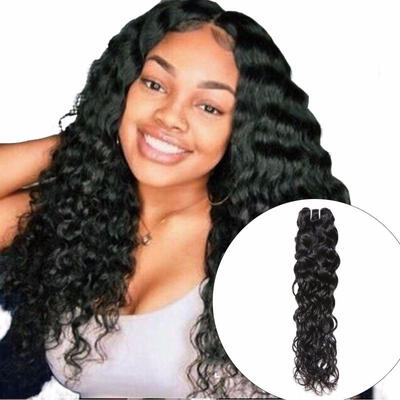 

Peruvian Water Wave Human Hair Weave Bundle 1Pc Natural Black Non Remy Hair Extensions Full Head Need 3 Or 4 Bundles