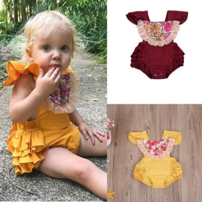 

Newborn Infant Baby Girl Floral Cotton Romper Sleeveless Bodysuit Clothes Outfit