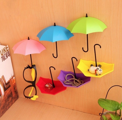 

3 Pack Colorful Umbrella Wall Hook Key Hair Pin Holder Organizer Decorative Organizer