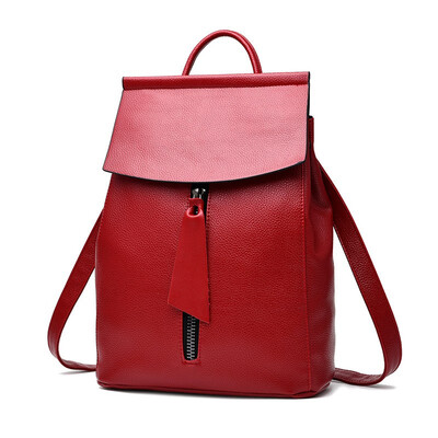 

TangDe 2018 new Trendy girl backpack Pure Color PU leather Casual fashion leisure Korean Minimalism womens bag