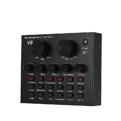

External Audio Mixing Sound Card USB Audio Interface BT Connection with Multiple Sound Effects Built-in Rechargeable Battery for