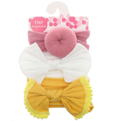 

New Girl Kid Baby Bow Hairband Headband Stretch Turban Knot Head Wrap Gift 3pcs