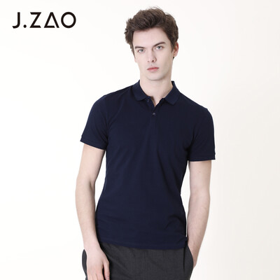 

Tokyo Tokyo made JZAO mens liquid ammonia cotton short-sleeved polo shirt navy blue  185104A