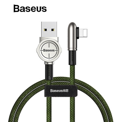 

Baseus USB Cable For iPhone XS Max XR X 8 7 6 6S SE iPad 24A Fast Charging Charger 90 Degree Data Mobile Phone Games Cable