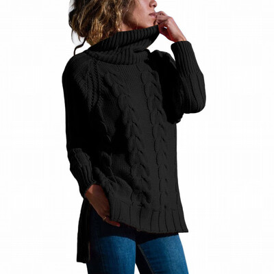

High-neck sweater womens long long-sleeved hooded cardigan