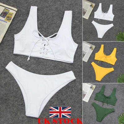 

UK Women Bandage Bikini Set Push-up Padded Brazilian Swimsuit Swimwear Beachwear