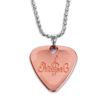

Metal Guitar Pick Necklace Zinc Alloy 12mm Thickness with Ball Chain