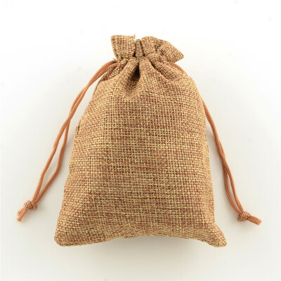 

PH PANDAHALL 100 Pcs Dark Brown 18x13cm Burlap Packing Pouches Drawstring Bags For Jewellery