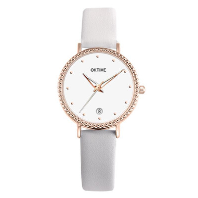 

Fashion Simple Women Quartz Watch Student Calendar Alloy Case PU Leather Band Wrist Watch