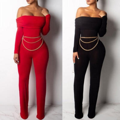 

Women Jumpsuit Romper Off Shoulder Playsuit Clubwear Trousers Bodycon Outfit