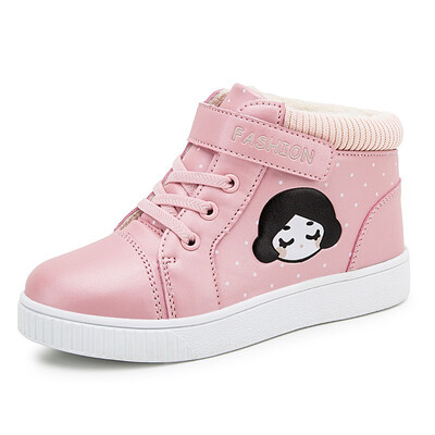 

New girls cotton shoes plus velvet high to help snow boots shoes childrens shoes princess cotton shoes female students Korean winter shoes