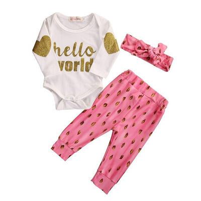 

Newborn Infant Baby Girl Clothes RomperPant LeggingsHeadb&ltwbr &gtand Outfits Set 0-18M