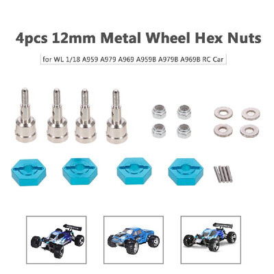 

4pcs Wheel Hex Nuts 12mm Hex Drive Hub Metal for WL 118 A959 A979 A969 A959B A979B A969B RC Car