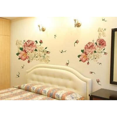 

7050CM Luxury Peony Flowers Wall Stickers Art Decor Decals Removable Vinyl
