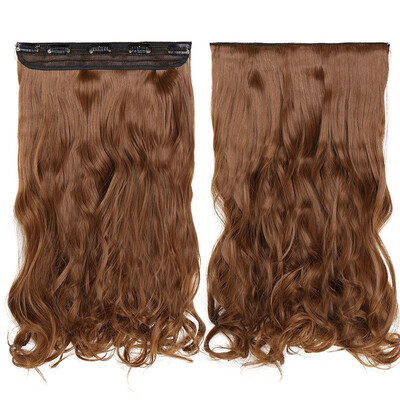 

Synthetic Fiber Clips in on Hair Extension 34 Full Head One Piece 5 Clips Long Silky Straight Curly Wavy