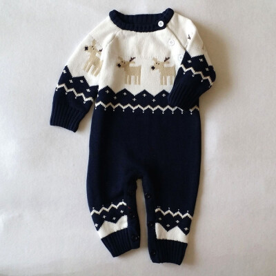 

Newborn Baby Romper Christmas Clothes Knitted Sweaters Reindeer Outfit DB70