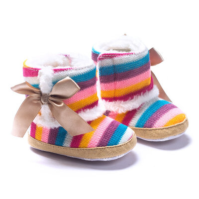 

Infant Lovely Winter Warm Infants Crochet Knit Fleece Boots Crib Kids Children Soft Soled Shoes