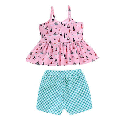 

Toddler Kids Baby Girl Summer Outfit Clothes Shirt SkirtShort Pants 2PCS Clothing Set