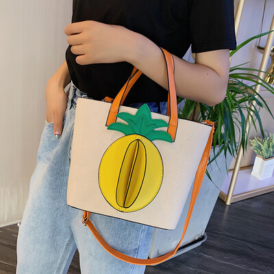 

Popular pineapple handbag 2019 new fashion large capacity shoulder bag summer small fresh wild ins Messenger bag