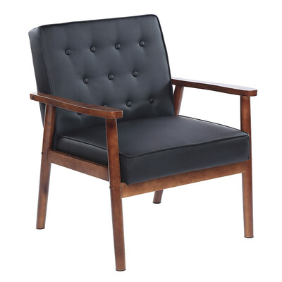 

Mid Century Accent Arm Chair Retro Modern PU Leather Upholstered Tufted Lounge Chair with Padded Arm