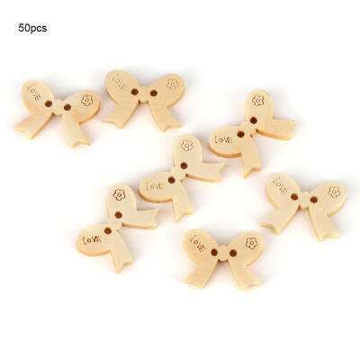 

Greensen 50pcs Cute Bowknot Pattern Wooden Buttons for DIY Crafting Sewing Decoration Accessories