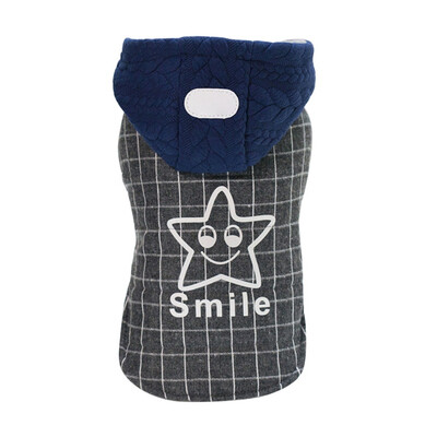 

Pet Thickened Costume for Dogs Puppy Winter Warm Two Legs Hoodie Coat Easy to Wear Plaid Star Pattern