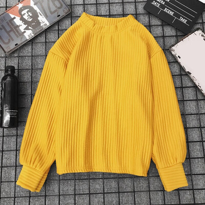 

Sweatshirts Women Winter Autumn Knit Solid O Neck Long Sleeve Velvet Warm Korean Loose Female Casual Coat