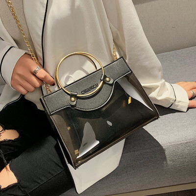 

Advanced sense bag Western transparent jelly bag texture ring handbag handbag new 2019 wild Messenger bag