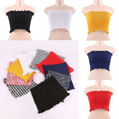 

Summer Women Bandeau Off Shoulder Tank Tops Vest Blouse Crop Tops T Shirt CA Hot Sale